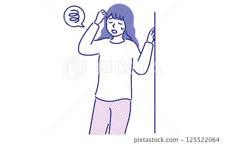 A simple vector illustration of a woman staggering with dizziness or lightheadedness A simple vector illustration of a woman staggering with dizziness or lightheadedness 125522064