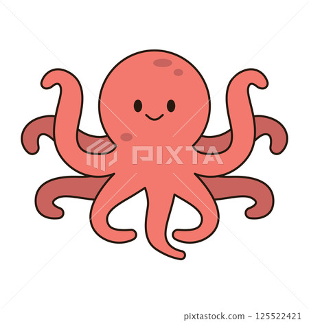 OCTOPUS cute animal doodle kawaii Japanese style illustration single icon drawing element clean flat vector 125522421