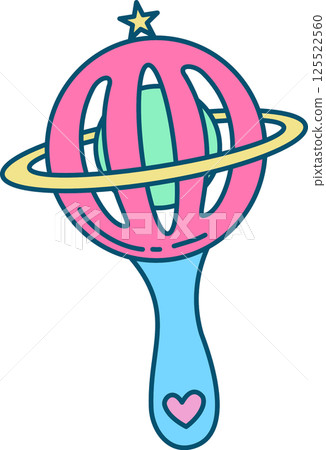 Colorful Planet-Themed Rattle Illustration	 125522560