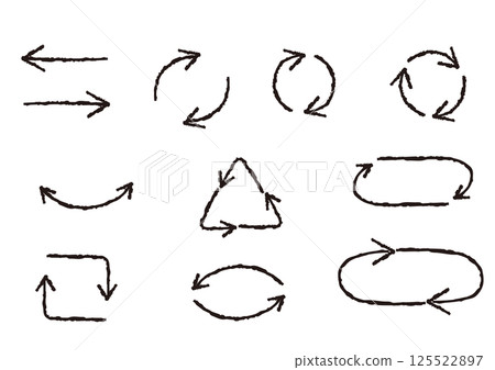 A set of hand-drawn arrows with recycling symbols A set of hand-drawn arrows with recycling symbols 125522897