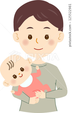 爸爸抱著一個嬰兒 爸爸抱著一個嬰兒 125522981