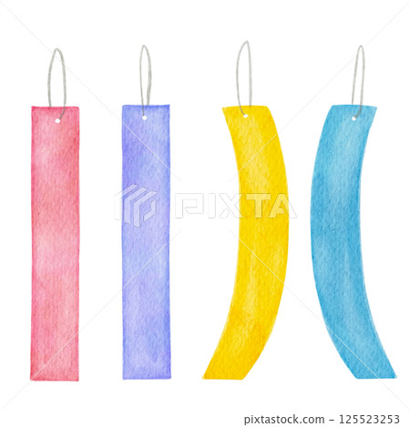 Tanabata watercolor painting, strips of paper, wishes, illustration 125523253