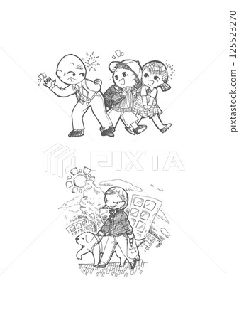 Scenes with elderly people, children, and people with disabilities 125523270