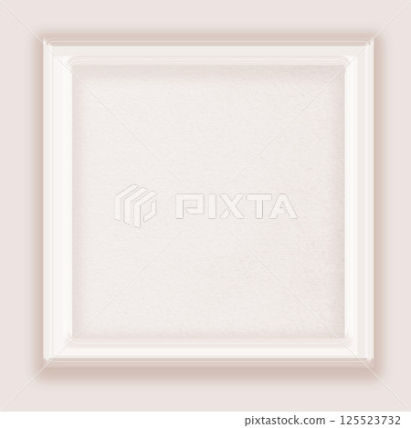 White simple picture frame illustration background square pale beige mockup 125523732