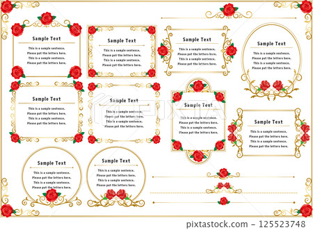 復古書法風格框架材質108<玫瑰框架，裝飾邊框，裝飾框，花朵> 125523748