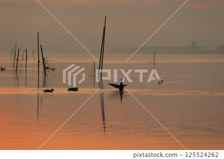 Sunrise reflected in the ocean at dawn 125524262