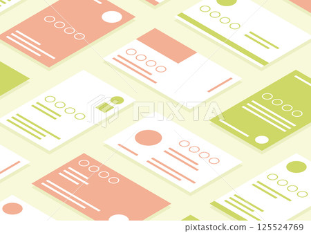 Illustration of many business cards lined up 1 125524769