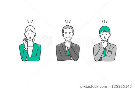 人物一個有想法的商人的明亮表情向量插圖集素材 125525143