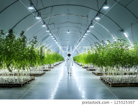太空人在太空種植植物的圖片 125525307
