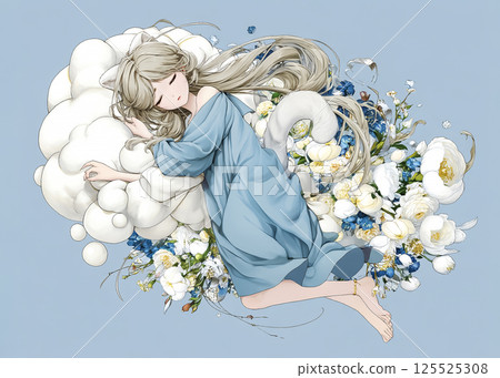 睡貓仙子的插畫素材 睡貓仙子的插畫素材 125525308