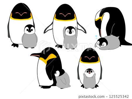 帝王企鵝親子5姿勢組合 125525342