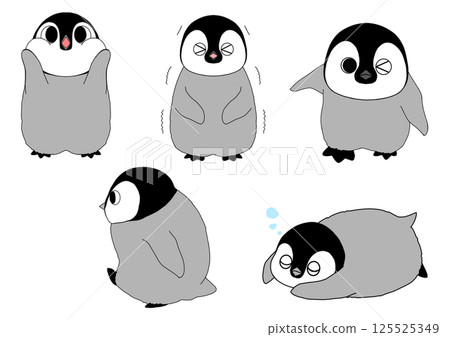 Emperor penguin baby 5 pose set 125525349