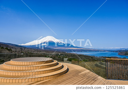 Lake Yamanaka and Mt. Fuji from Panorama Dai, Yamanashi Prefecture 125525861
