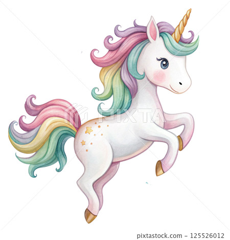 Watercolor cartoon on white background  125526012