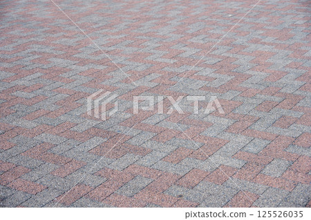 Brick walkway, park, apartment building image Brick walkway, park, apartment building image 125526035