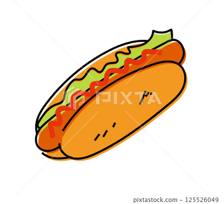 Analog style hot dog illustration 125526049