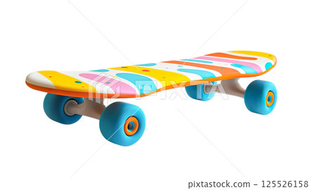 透明背景上色彩鮮豔、設計獨特的滑板 3D 插圖(png) 透明背景上色彩鮮豔、設計獨特的滑板 3D 插圖(png) 125526158