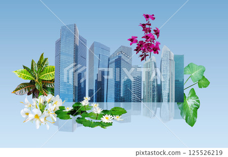 Abstract cityscape with condos and office buildings . Art collage or design Abstract cityscape with condos and office buildings . Art collage or design 125526219