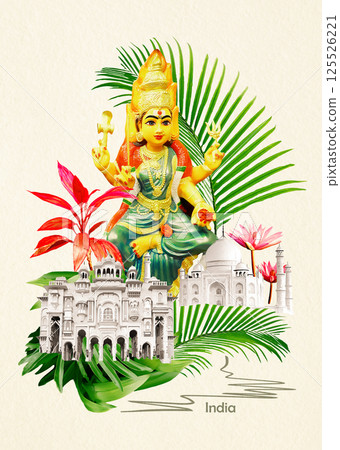 Collage or design of famous historical monument of India 125526221
