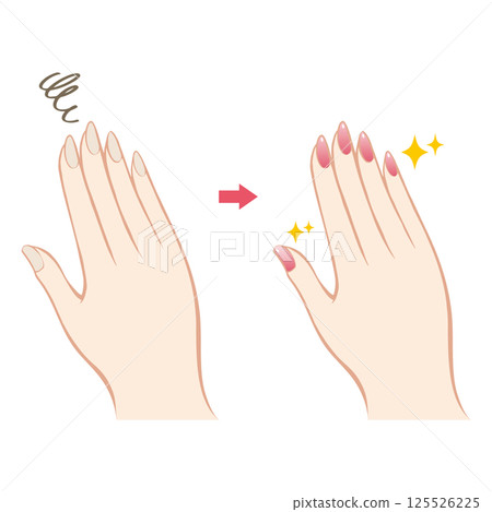 Illustration of nails and fingers with manicure Illustration of nails and fingers with manicure 125526225