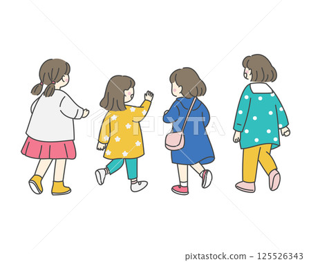 Walking girl back view 125526343