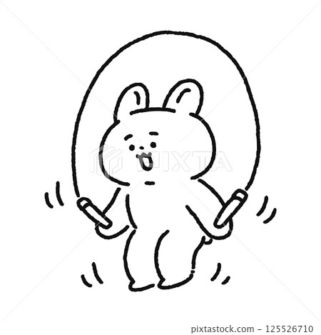 Rabbit jumping rope line drawing Rabbit jumping rope line drawing 125526710