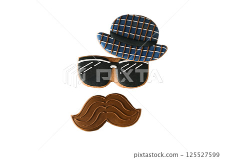 Father's Day, Mustache and sunglass cookies, isolated on white, PNG 125527599