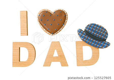Father's Day, Heart cookie spelling Dad, isolated on white, PNG Father's Day, Heart cookie spelling Dad, isolated on white, PNG 125527605