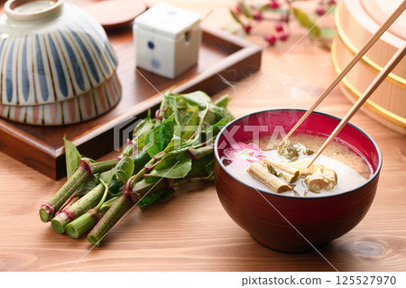 Spring Luxury: Japanese Knotweed Miso Soup 125527970