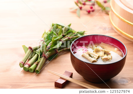 Spring Luxury: Japanese Knotweed Miso Soup Spring Luxury: Japanese Knotweed Miso Soup 125527974