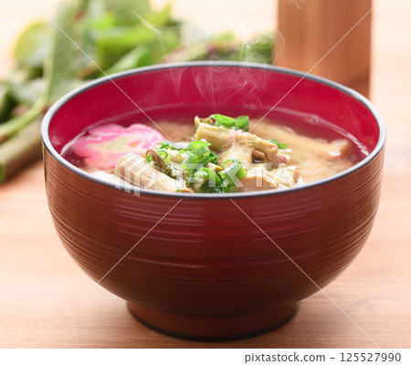Spring Luxury: Japanese Knotweed Miso Soup 125527990