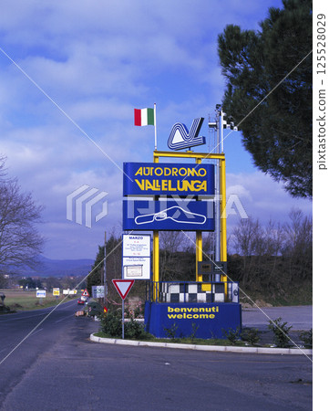 Circuit course entrance on the outskirts of Rome, Italy 125528029
