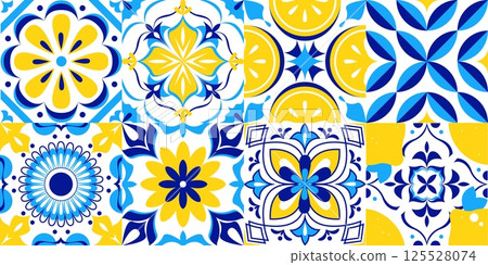 Amalfi pattern - mosaic design with lemon 125528074