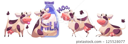 Cow funny mascot character set Cow funny mascot character set 125528077