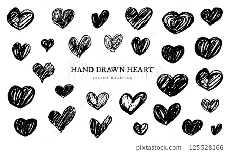 Great for design! Hand-drawn hearts in black Great for design! Hand-drawn hearts in black 125528166