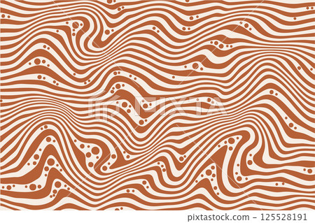 Caramel with milk chocolate cream background with swirl texture. Peanut butter splashes. Toffee candy drips. Liquid marble melted syrup illustration. Sweet zebra dessert. 125528191