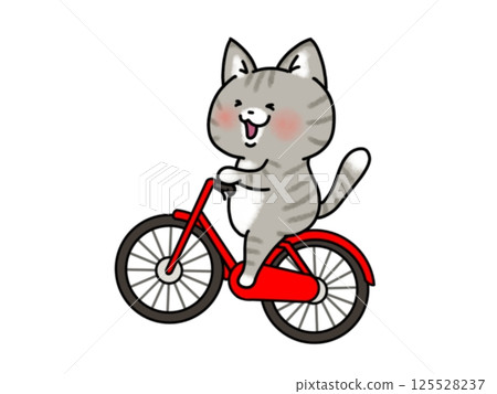一隻快樂的貓騎腳踏車 125528237
