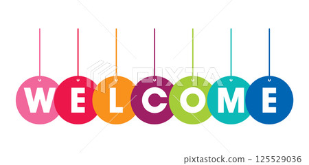 Colorful Welcome Design Template. WELCOME Letters Banner. Welcome Text Design. Vector Illustration 125529036