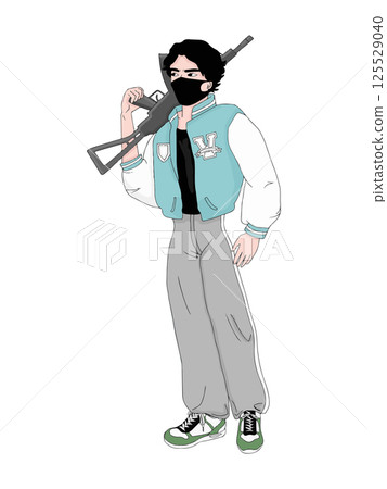 Vector Flat illustration of a Gaming Character. Avatar for Social Networks. Vector illustration in Flat Style. Vector Flat illustration of a Gaming Character. Avatar for Social Networks. Vector illustration in Flat Style. 125529040