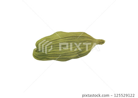 Dry capers isolated on white background with clipping path close up. Macro shot capers isolated over white background. 125529122