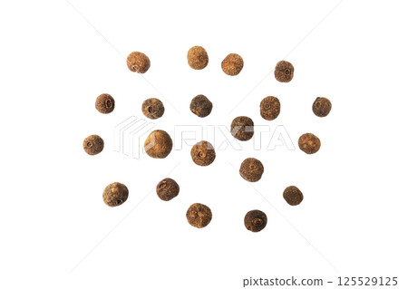 Dried black pepper peas Isolated on a white background with clipping path. Dried black pepper seeds isolated over white. Heap of black pepper isolated on white background. Top view Dried black pepper peas Isolated on a white background with clipping path. Dried black pepper seeds isolated over white. Heap of black pepper isolated on white background. Top view 125529125