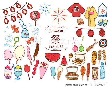 日本夏日祭手繪插畫集(彩色) 日本夏日祭手繪插畫集(彩色) 125529289