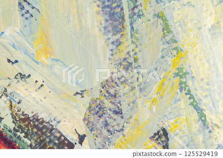 Abstract colorful oil painting on canvas texture background. Modern art oil paintings. Watercolor backdrop. Oil painting abstract brushstrokes on canvas. Contemporary art painted texture 125529419