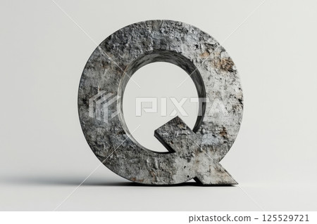 The letter Q is made of concrete and has a pointed end 125529721