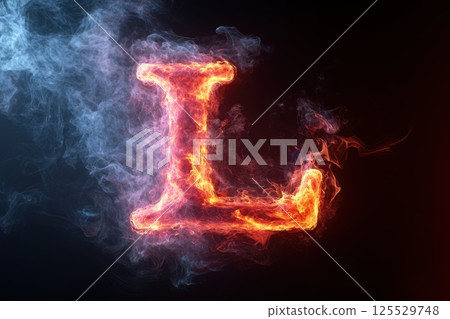 The letter L is made of fire and smoke 125529748