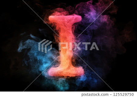 The letter I is written in smoke and fire, creating a sense of chaos 125529750