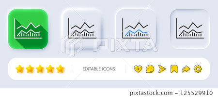 Line chart icon. Neumorphic, Flat shadow, 3d buttons. Financial growth graph sign. Stock exchange symbol. Line trade infochart icon. Social media icons. Vector Line chart icon. Neumorphic, Flat shadow, 3d buttons. Financial growth graph sign. Stock exchange symbol. Line trade infochart icon. Social media icons. Vector 125529910
