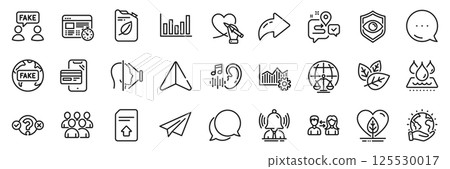 Fake information, Column chart and Local grown line icons pack. Share, Message, Paper plane icons. Operational excellence, Waterproof, Upload file web icon. Vector Fake information, Column chart and Local grown line icons pack. Share, Message, Paper plane icons. Operational excellence, Waterproof, Upload file web icon. Vector 125530017