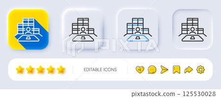 Inventory line icon. Neumorphic, Flat shadow, 3d buttons. Warehouse manager sign. Wholesale boxes symbol. Line inventory icon. Social media icons. Vector Inventory line icon. Neumorphic, Flat shadow, 3d buttons. Warehouse manager sign. Wholesale boxes symbol. Line inventory icon. Social media icons. Vector 125530028