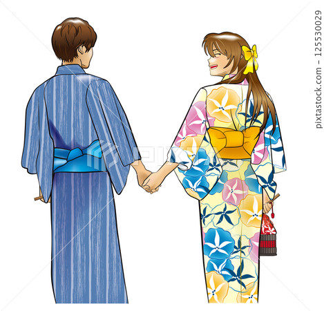 A couple wearing a yukata 125530029